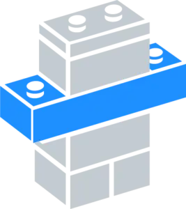 Gray Lego blocks with blue connector piece for Lego sculpture model activations clip art