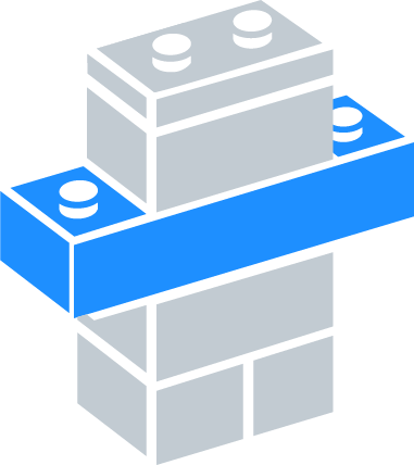 Gray Lego blocks with blue connector piece for Lego sculpture model activations clip art